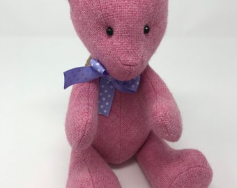 Cuddly Unique Pink Teddy Bear Soft Plush Manx Tweed Gift Small Size Toy Adorable Baby Room Decor