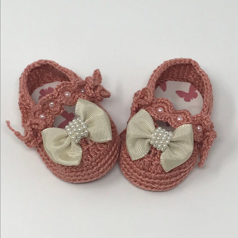 3 Handmade Baby shoes in crochet, each one is a special beautiful gift for newborn image 7