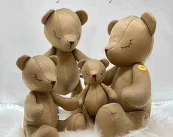 Besonderes Geschenk: Handgefertigter Teddybär aus Samt, 4 verschiedene Größen (Mikro, Mini, Klein und Mittel), beweglich.