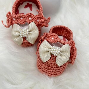 3 Handmade Baby shoes in crochet, each one is a special beautiful gift for newborn 2