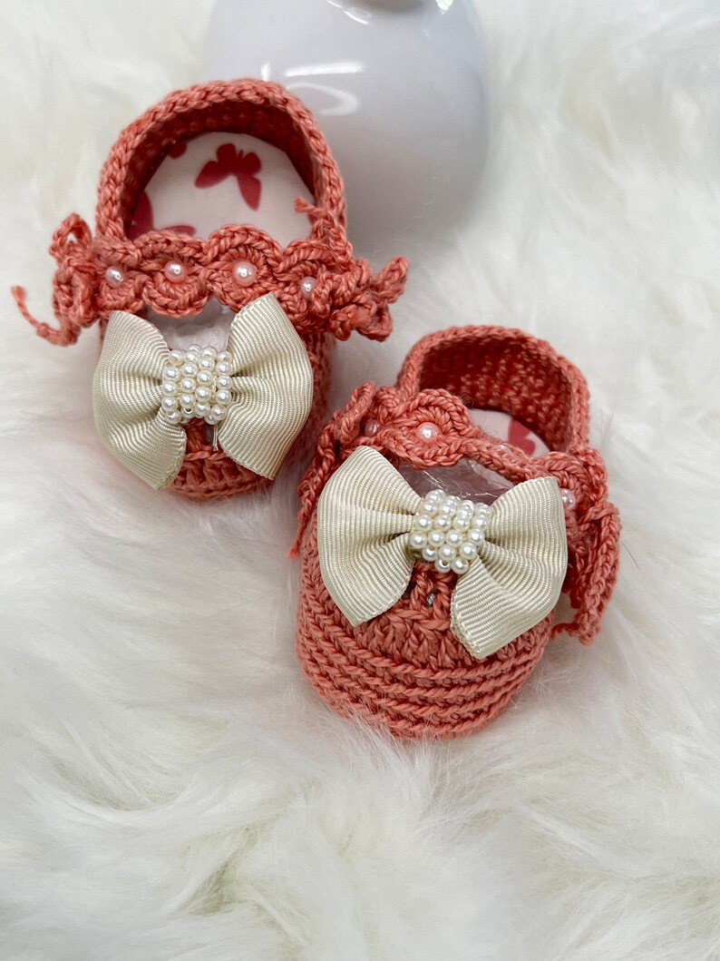 3 Handmade Baby shoes in crochet, each one is a special beautiful gift for newborn 2