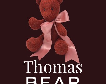 Thomas Bear - Small Handmade Red Tweed Teddy Bear