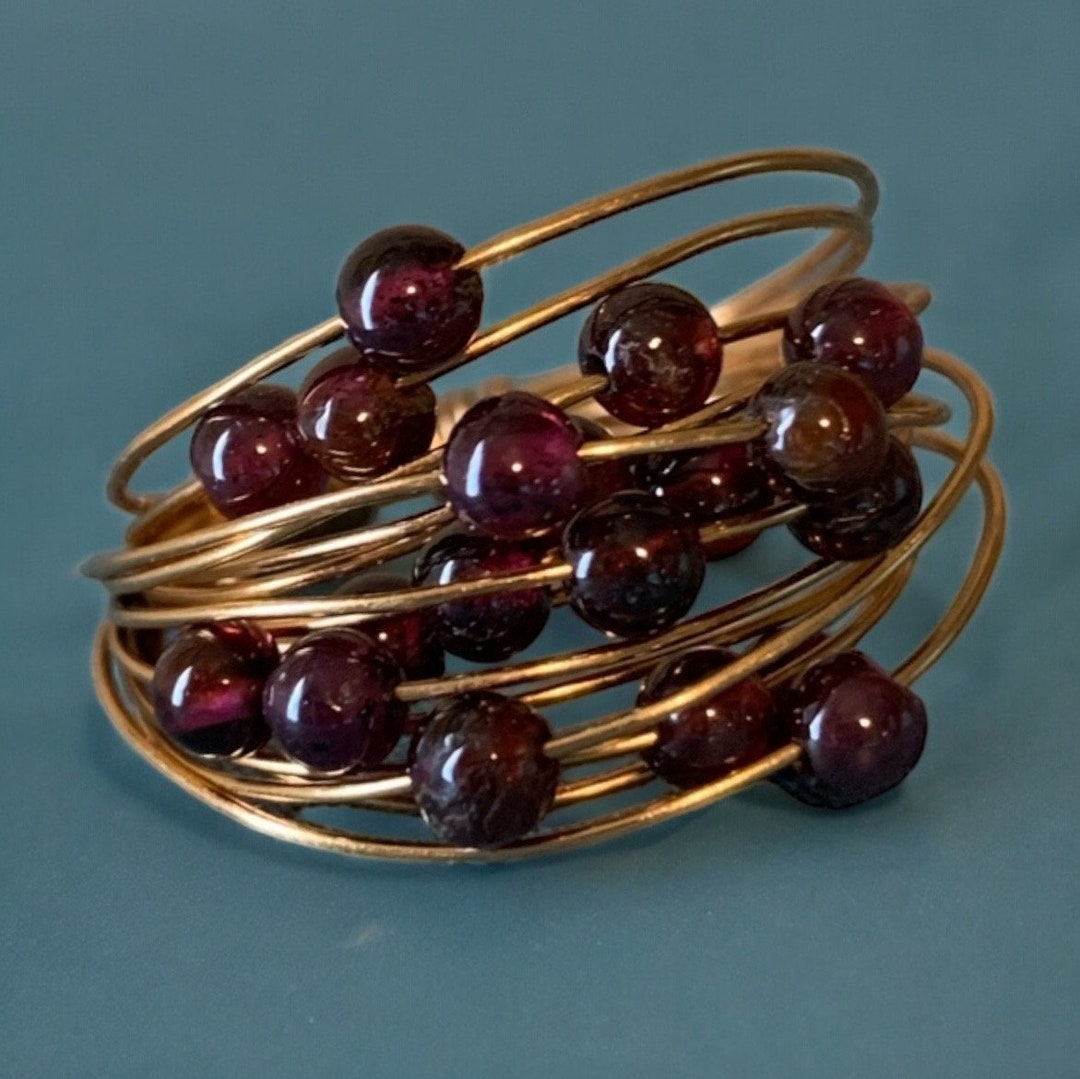 Garnet Fidget Ring – Handmade Brass Wire Wrapped Spinner Ring - Etsy