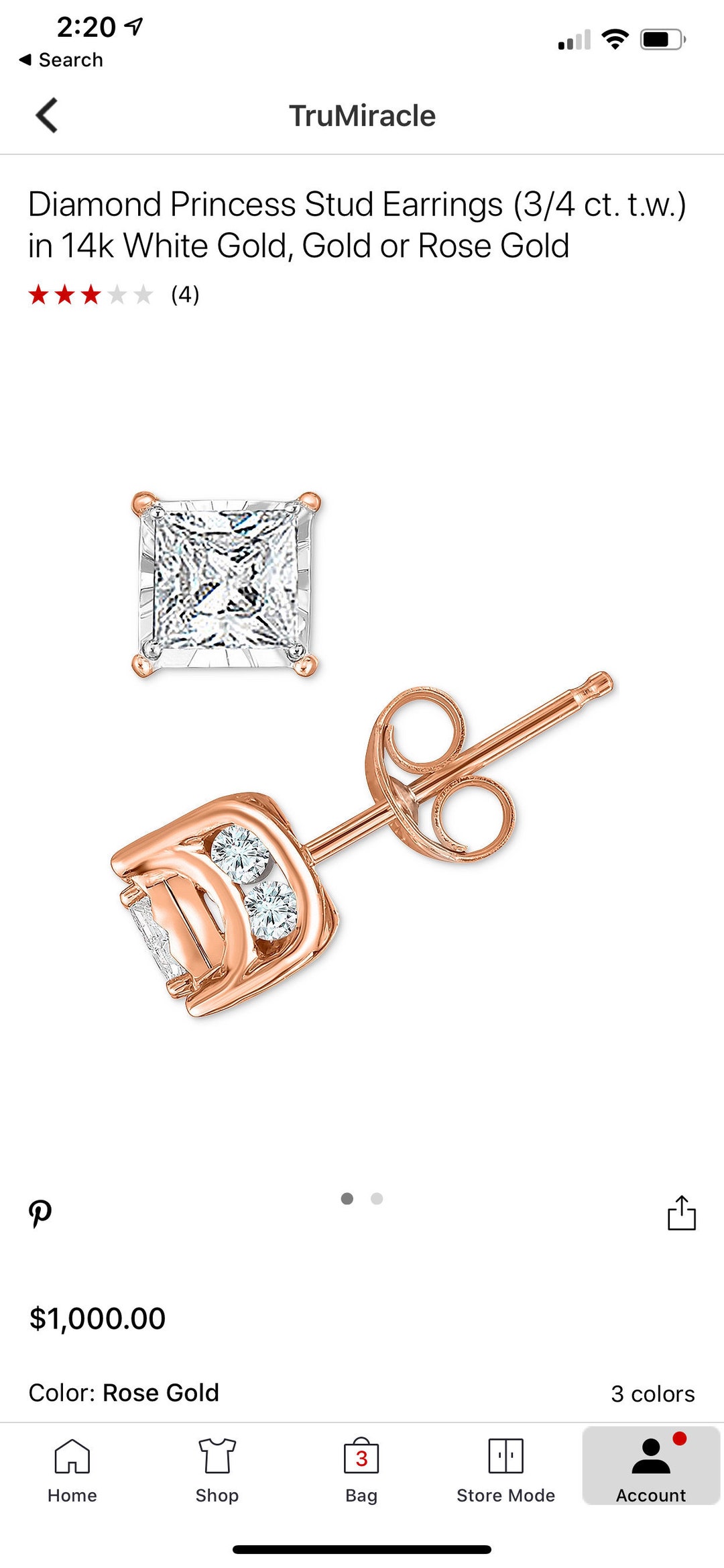 Trumiracle Diamond Princess Cut Earrings