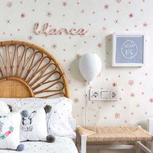 Aquarel bloemen decoratief vinyl. Roze bloemen verwijderbare stickers. Boho bloemenmuurdecoratie. Roze aquarel bloemenmuurdecoratie