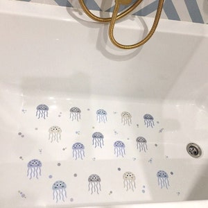 Non-Slip Stickers for Bathtubs & Showers - Pack of 15 Decorative Jellyfish for Kids | Safe, Durable Bathroom Decor | Marine Jellyfish Design
