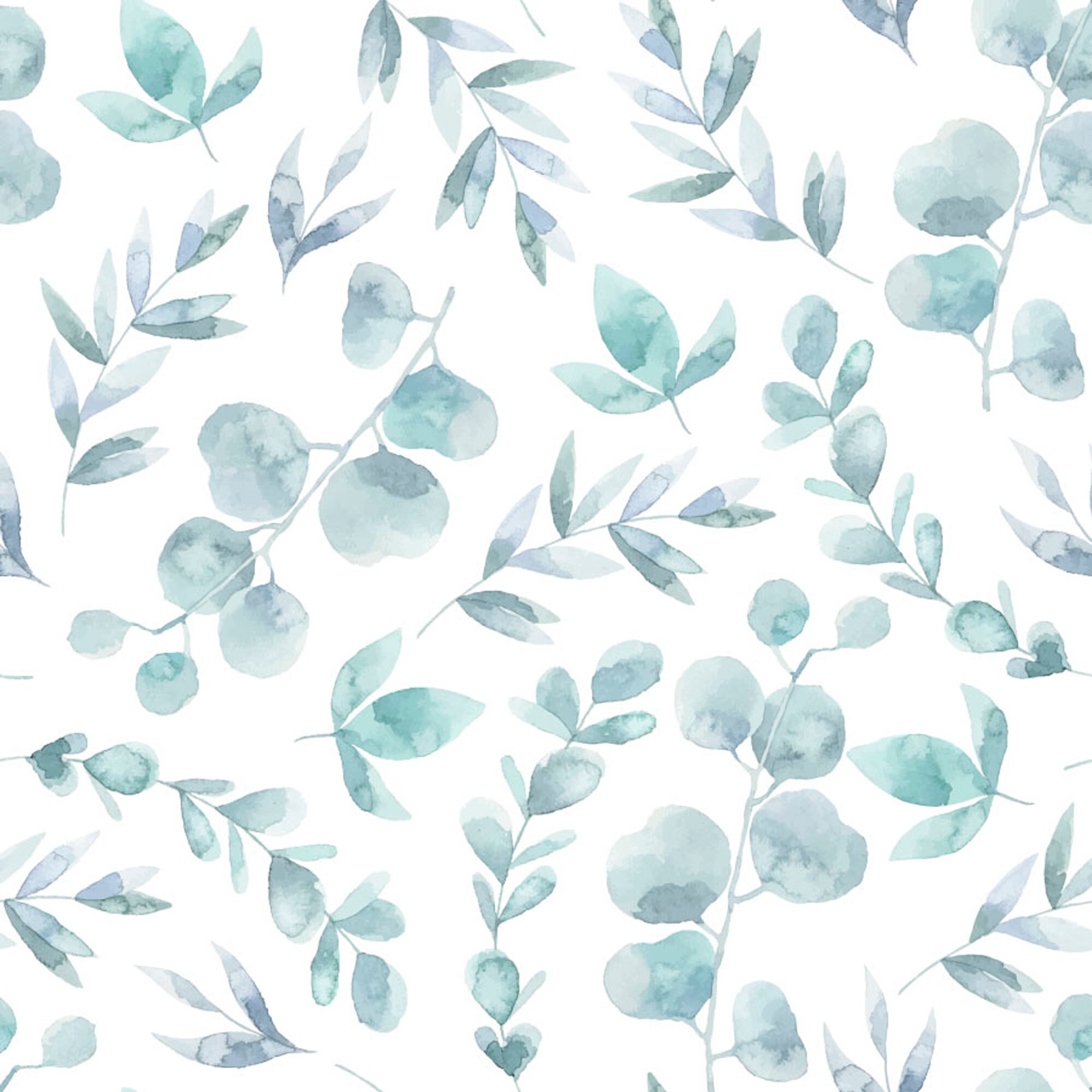 Eucalyptus Wallpaper. Watercolor Green Eucalyptus Leaves Wall - Etsy
