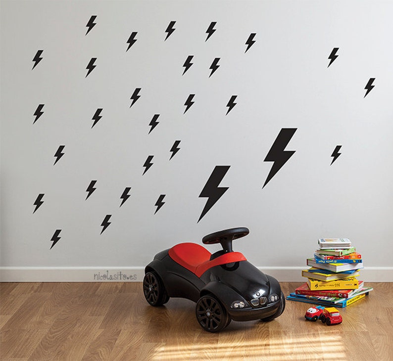 Lightning Pattern Wall Decal Storm Wall Decals Thunder Etsy