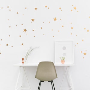 Gold Star Vinyls. Decoration with decorative vinyl gold stars. Wall Stickers Golden Stars Decoration. Glitter gold image 3