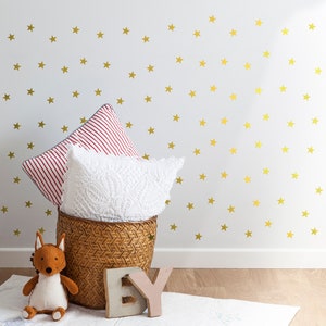 Gold Star Vinyls. Decoration with decorative vinyl gold stars. Wall Stickers Golden Stars Decoration. Glitter gold image 6