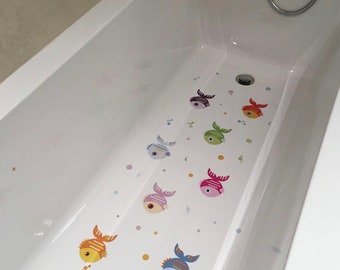 Non-Slip Fish Stickers for Bathtub – 8 Colorful Fish Decals | Safe & Fun Bath Time for Kids | Anti-Slip Mat Alternative | Bathroom Decor
