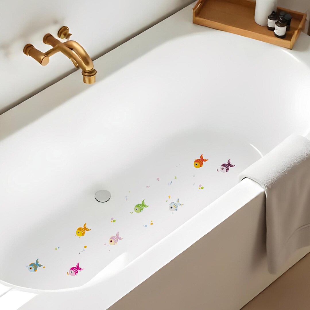 10 Autocollants Antidérapants Salle De Bain – Motifs Créatures Marines, Imperméables - 10