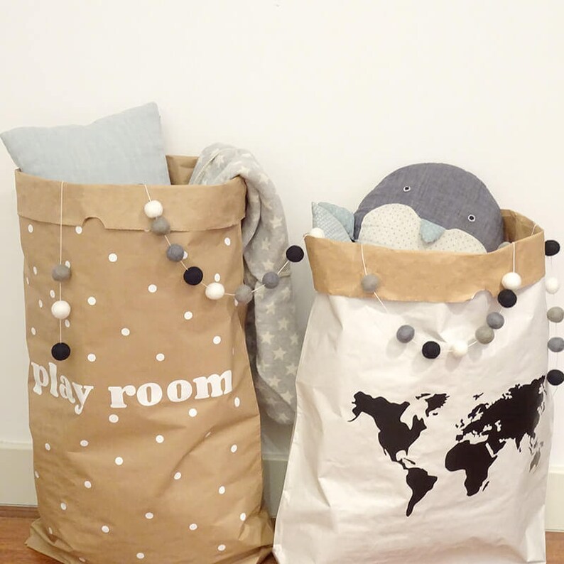 Paper Bags for storing toys. Paper Bags Map Mundi for Storing Etsy