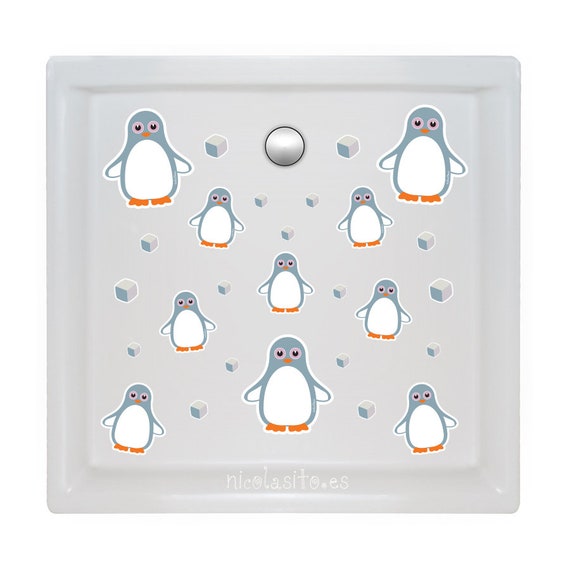 Pegatinas antideslizantes para bañeras pingüinos beige