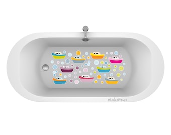 Non-slip vinyl boat bathtubs. Children's vinyl boats for bathrooms. Children's boats non-slip stickers for bathtubs