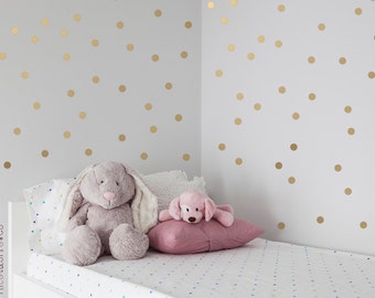 Gold polka dot vinyl. Decoration with golden polka dots. Pretty Polka Dots Gold Decoration Stickers. Wall decoration colorful stickers