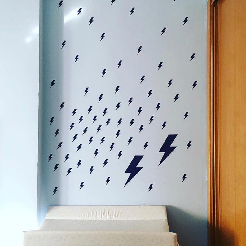Lightning Pattern Wall Decal Storm Wall Decals Thunder Etsy