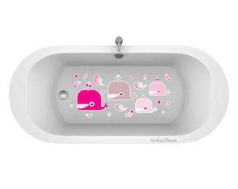 Vinilos antideslizantes de ballenas para el baño. Pegatinas de ballenas para la bañera o ducha. Decoración baños infantiles con ballenas