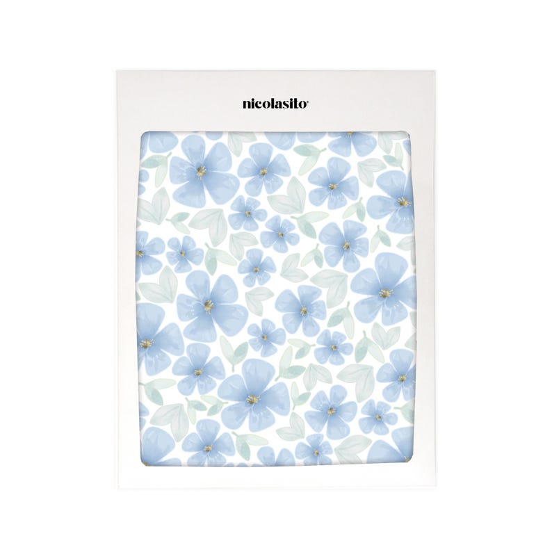 92 pegatinas de vinilo decorativo para paredes en forma de flores silvestres de color azul en su packaging de envío original - Nicolasito.es
