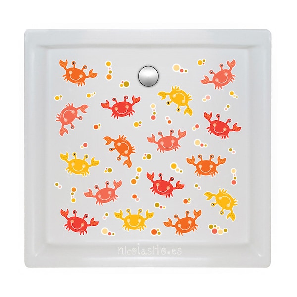 Non-slip crab shower tray. Bathroom decoration. Non-slip adhesives for bathtubs. Non-slip crab stickers for children