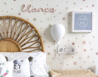 Watercolor Flower Wall Decals | Removable Pink Floral Stickers for Boho Home Decor, Nursery & Girls Bedroom Walls. Soft pink Flower decor.