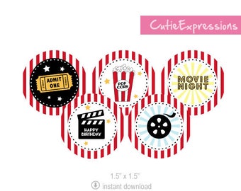 Movie Night Party, Printable Cupcake Toppers, Movie Theme Birthday Party, Popcorn Printable, Movie Decorations
