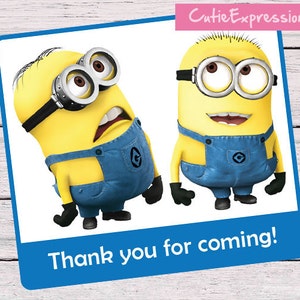 Minions Birthday Party Goody Bag Labels, Despicable Me Favors, Despicable Me Treat bags, Printable Labels, Minion Birthday Decorations, Bags