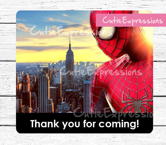 spiderman birthday party goody bag printable labels boys etsy