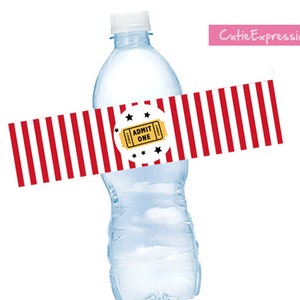 Movie Party Water Bottle Labels - Movie night Decorations - Movie Night Birthday Printable - Movie Night Water Bottles - Movie Theme Party