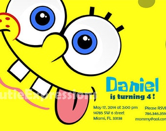 Spongebob Squarepants Birthday Invitation, spongebob theme party, printable invitation