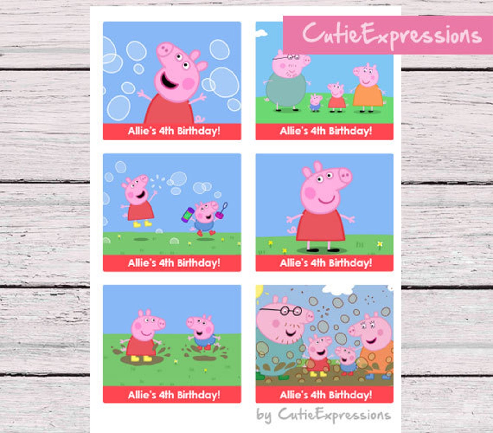 Peppa Pig Birthday - Goody Bag Labels, Peppa Pig Party Decoration ...