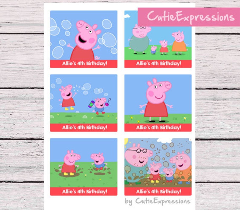 Peppa Pig Birthday Goody Bag Labels, Peppa Pig Party Decoration, Peppa