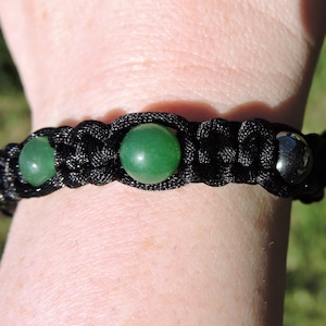 Green Aventurine, Aventurine, macrame bracelet, green bracelet, hematite, jade, lucky, St. Patrick&#39;s Day, August, gemstone, money, spiritual