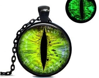 Fantasy Cosplay Blue Glass Eye Dragon Pendant Leather Pendant Necklace Eyeball Black