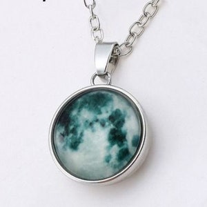 Glow in the dark full moon, moon necklace, glow in the dark, full moon, moon pendant