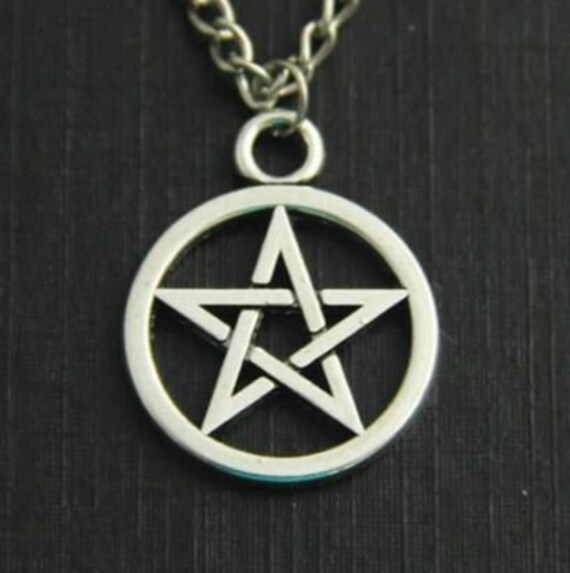 Glass Cabochon ELEMENTS STAR PENTACLE PENTAGRAM Pendant Necklace UK Seller