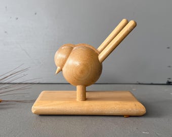 Vintage Aarikka Finland Wooden Bird Napkin Holder | Mid-Century Scandinavian Decor