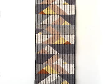 Vintage Scandinavian Wall Hanging | Geometric Woven Fabric Weaving Geometric Design | Made in Finland