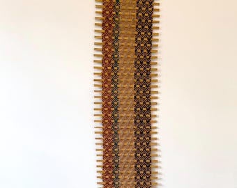 Vintage Scandinavian Wall Hanging | Abstract  Textile Art Tapestry | Finland Geometric Folklore Art