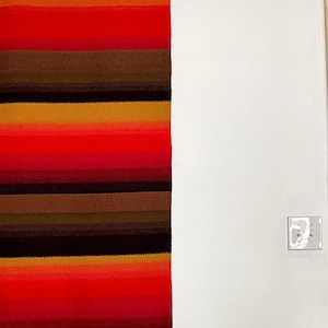 Large Vintage Scandinavian Weaving | Mid-Century Modern Wall Textile | Woven Wool  &quot;Raanu&quot; Finnish Tapestry | Geometric Stripe  Folk Art