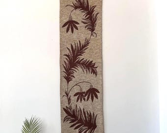 Tapiz de pared escandinavo vintage / Tapiz textil nórdico de lino tejido con motivos botánicos / Hecho en Finlandia