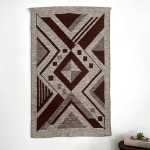 Vintage Scandinavian Woven Wall Hanging: Geometric Textile Art Tapestry