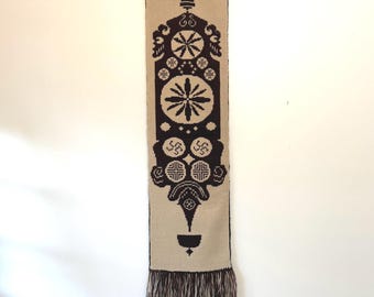 Vintage Scandinavian Wool Tapestry: Mid-Century Modern Geometric Wall Hanging Made in Finland
