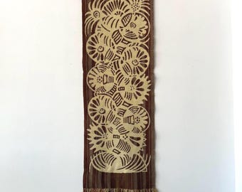 Tapiz de lana escandinavo vintage: tapiz geométrico de pared de estilo moderno de mediados de siglo, hecho en Finlandia.