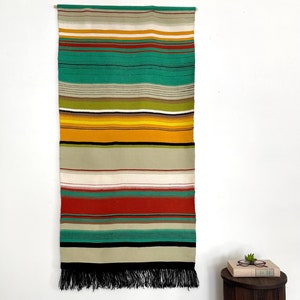 Large Vintage Scandinavian Weaving | Mid-Century Modern Wall Textile | Woven Wool  &quot;Raanu&quot; Finnish Tapestry | Geometric Stripe Folk Art