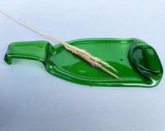 Pieza de arte de tablero de exhibición de vidrio verde vintage / Acento de hogar moderno de mediados de siglo Minimalista escandinavo