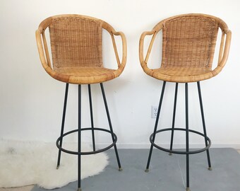 Wicker Bar Stools Etsy