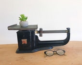 Vintage Postal Scale Large Mid-Century Industrial Airmail Tabletop Scale Decor Piece Loft Plant Stand Rustic Primitive