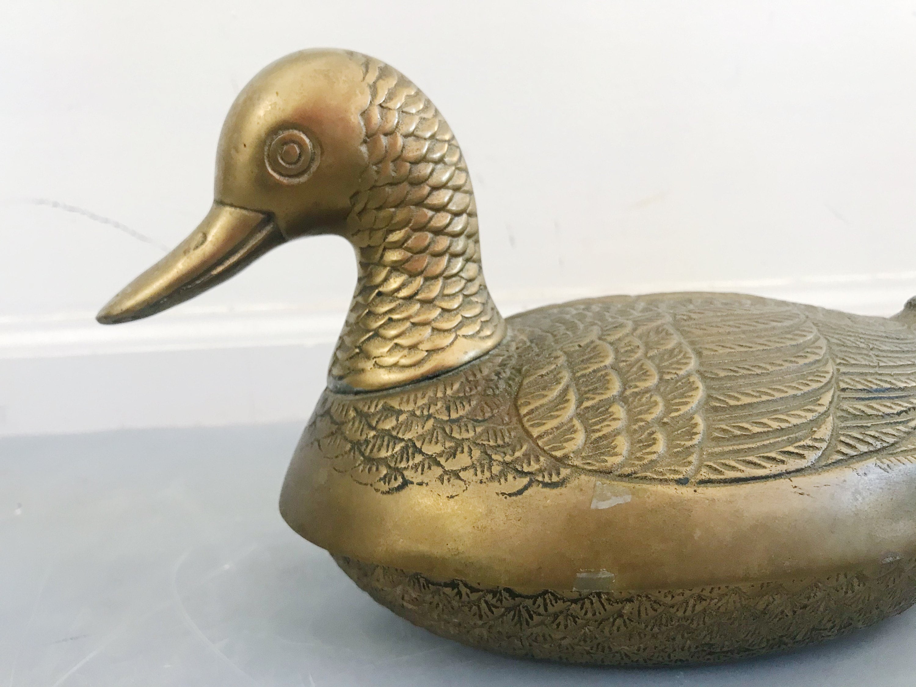 Vintage Brass Duck Bowl Box Container With a Lid MidCentury Etsy