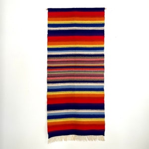Colorful Vintage Scandinavian Weaving | Mid-Century Modern Wall Textile | Woven Wool  &quot;Raanu&quot; Finnish Tapestry | Geometric Stripe Folk Art